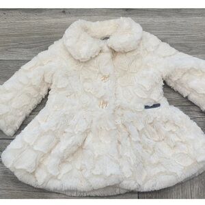 Calvin Klein Ivory Fluffy Faux Fur Super Soft Jacket Coat Size 12M Toddler Girls
